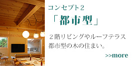 コンセプト2 都市型 2階リビングやルーフテラス　都市型の木の住まい